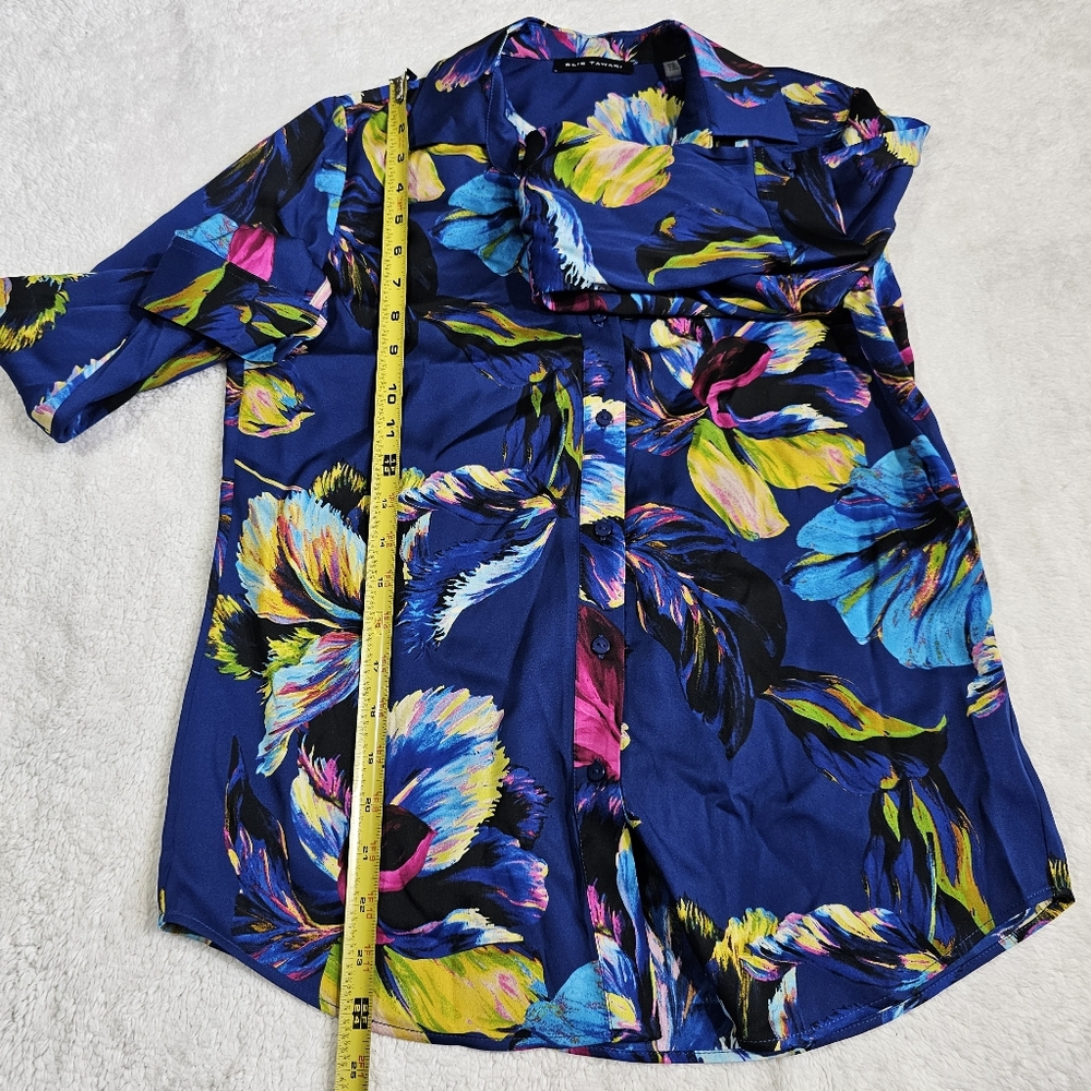 Elie Tahari Womens  The Madeline Silk-Blend Blouse, Blue - Picture 13 of 14